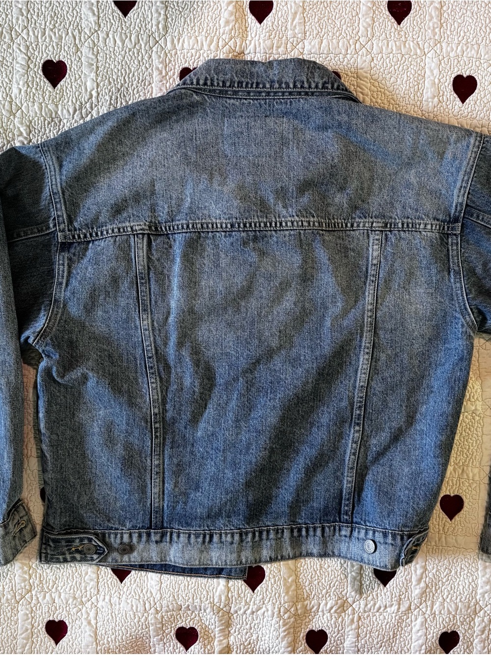 Lucky Brand Denim Jacket with Brown Leather Patch - Picture 3 of 4